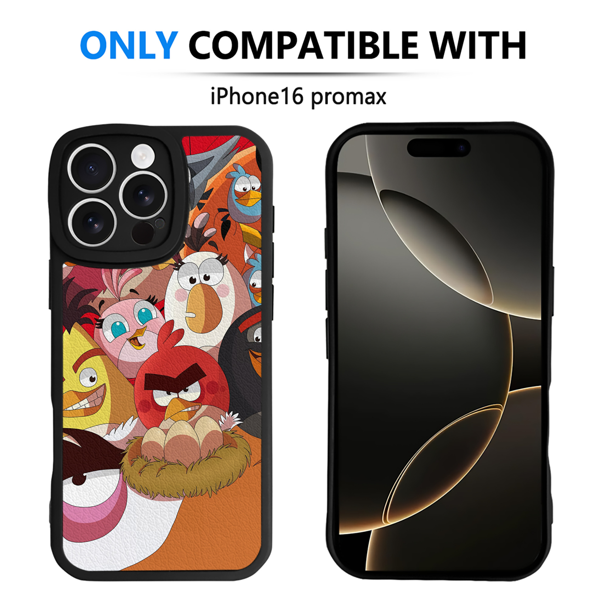 （画像用） Angry Birds アングリーバード 【iPhone 16シリーズ対応】シリコンスマホケース（レザー調） 材質：シリコン